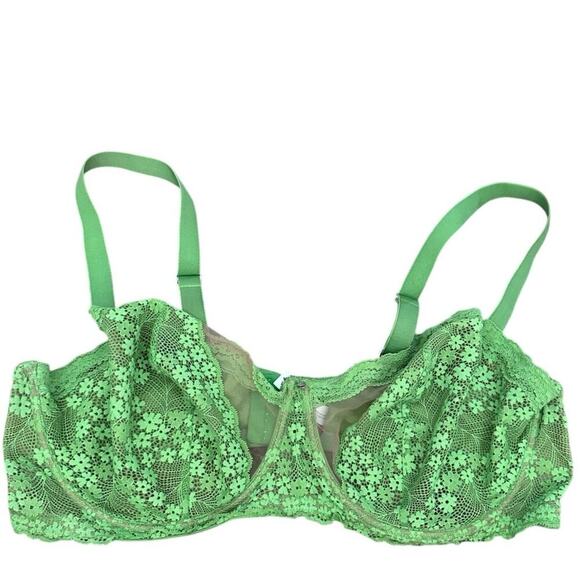 Adore Me Women's Mint Green Floral Shimmer Shine Unlined Demi Bra Size 44DD - Picture 1 of 7
